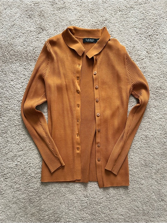 Ralph Lauren Sweaters - Lauren Ralph Lauren Women's Ribbed Button-Front Cardigan in Dark Mustard S